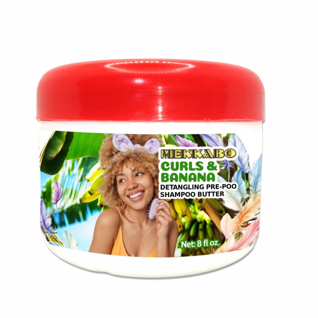 Mekkabo Curls & Banana (De-tangling, Pre-poo Shampoo Butter; 8 oz)
